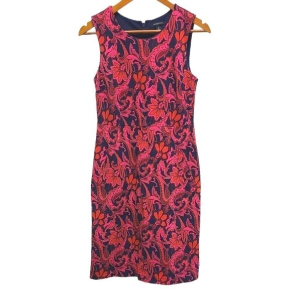 Land's End Sleeveless Shift Floral Midi Dress size 4‎ - Picture 1 of 8
